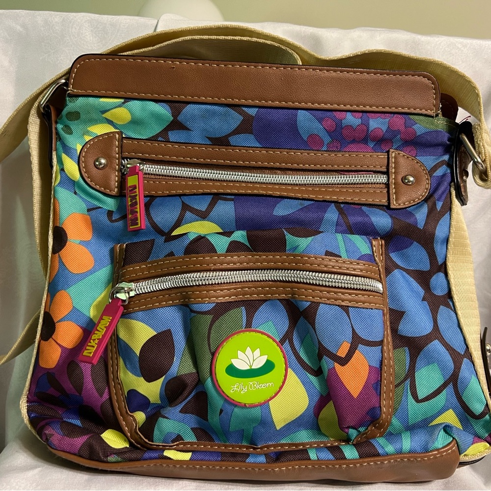 Multi-Colored Flower Theme Lily Bloom Crossbody Bag